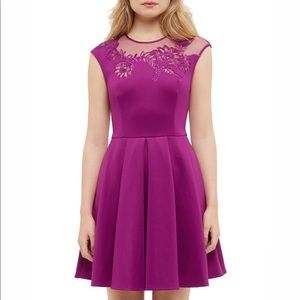 Ted Baker purple embroidered skater dress